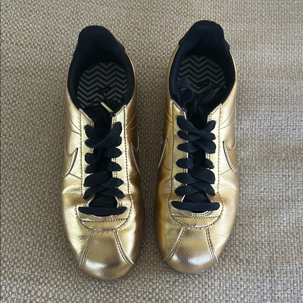 Gold Sneakers with Black Laces